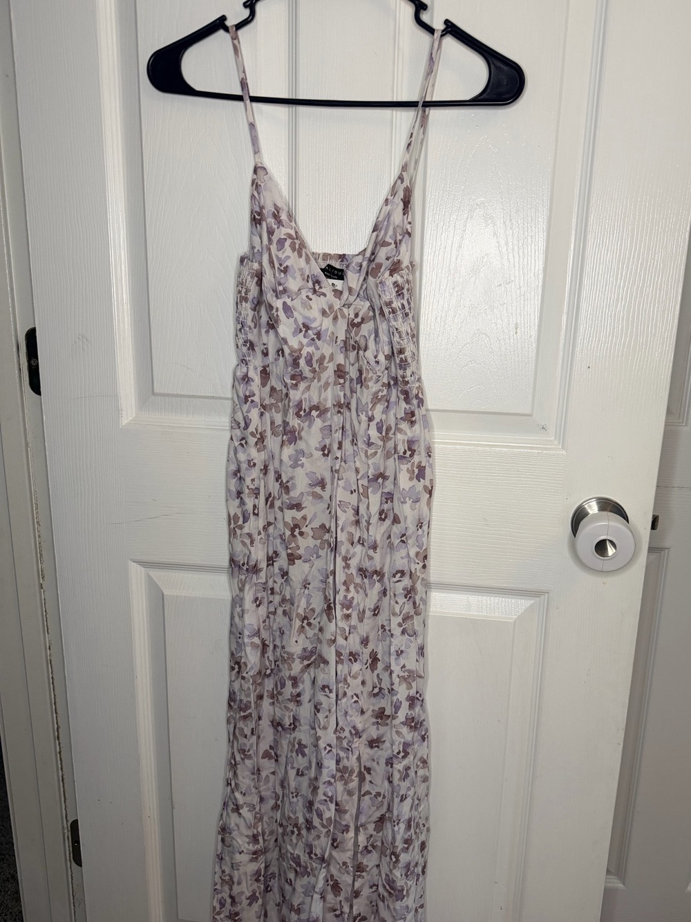 Final Touch Floral Maxi Slip Dress - Lavender and White